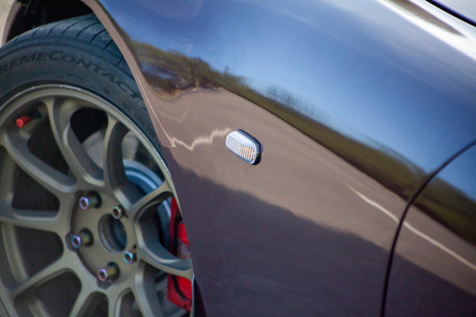 Close view of the S2000 front wheel and purple bodywork
